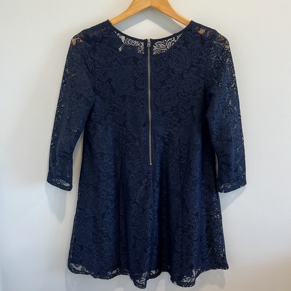 Abercrombie & Fitch Blue Dress Navy Lace 3/4 Sleeve Mini Dress Small - Picture 4 of 9